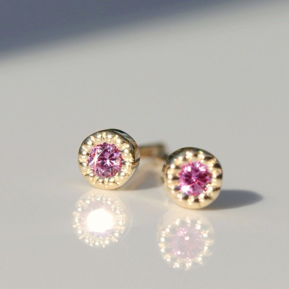 Pink Sapphire Stud Earring